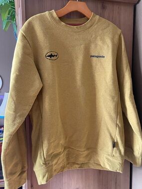 Patagonia Fitzroy Dogfish Head Mustard Ecru Sweatshirt Crewneck GUC Men S WomenM